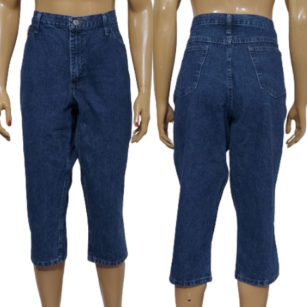 Blu Mom Jean High Waist Cropped Med Wash Denim